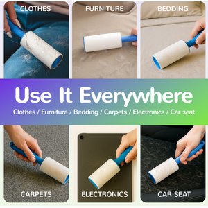 Fido Fave Extra Sticky Pet Hair Remover Lint Roller, Blue, 3 count
