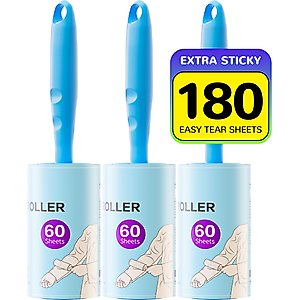 Fido Fave Extra Sticky Pet Hair Remover Lint Roller, Blue, 3 count