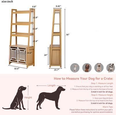Show full view: Cesicia Ladder Bookcase Furniture Style Dog Crate, Ancient Oak slide 5 of 7