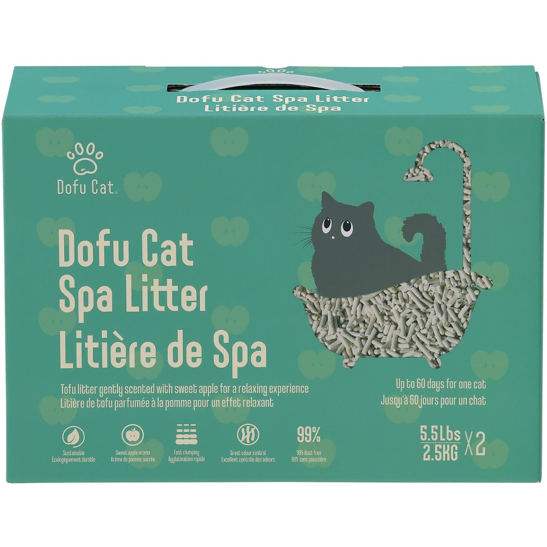 Dofu Cat Tofu Spa Apple Scented Clumping Cat Litter, 11-Ib box