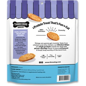 Three Dog Bakery Bark'N Crunch! Chicken Chips Dehydrated Dog Treats, 8-oz bag