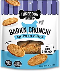 Three Dog Bakery Bark'N Crunch! Chicken Chips Dehydrated Dog Treats, 8-oz bag