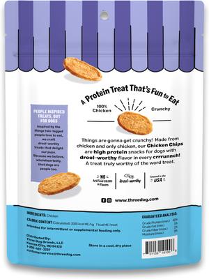 Show full view: Three Dog Bakery Bark'N Crunch! Chicken Chips Dehydrated Dog Treats, 4-oz bag slide 9 of 12