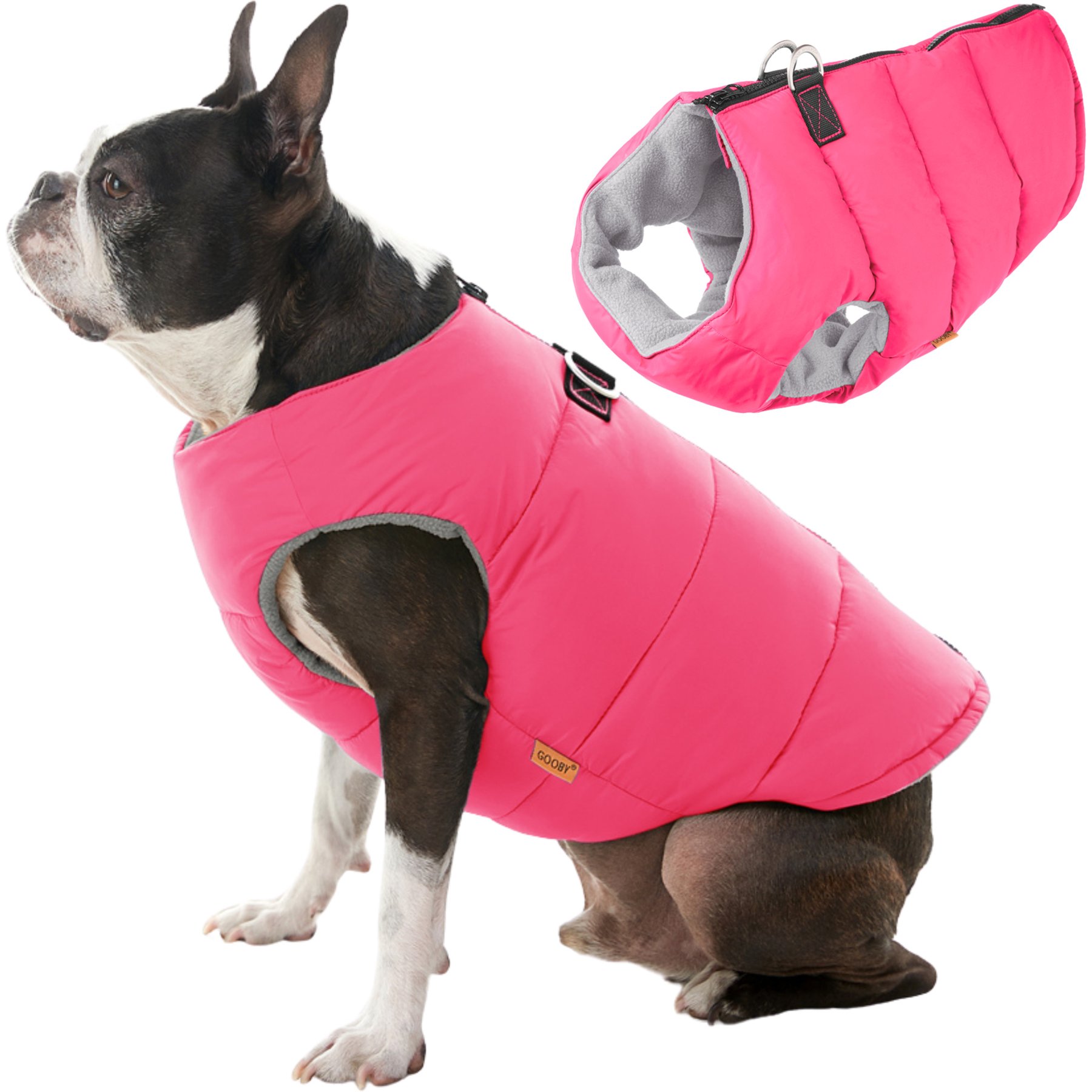 Gooby Padded Solid Color Dog Vest, Pink, Large