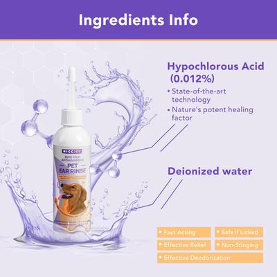 Show full view: HICC PET Antibacterial Cat & Dog Ear Rinse with Cotton Swabs, 4-fl oz bottle slide 4 of 9