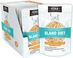 KOHA Bland Diets Chicken & White Rice Wet Cat Food, 6-oz pouch, case of 12
