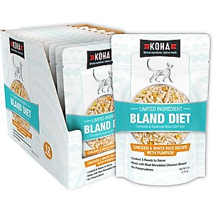KOHA Bland Diets Chicken & White Rice Wet Cat Food, 6-oz pouch, case of 12