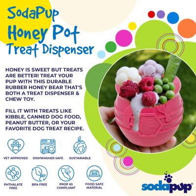 Show full view: SodaPup Honey Pot PUP-X Treat Dispenser Dog Toy, Pink, X-Large slide 4 of 8