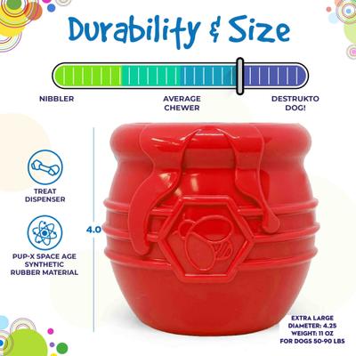 Show full view: SodaPup Honey Pot PUP-X Treat Dispenser Dog Toy, Red, X-Large slide 5 of 7