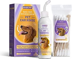 HICC PET Antibacterial Cat & Dog Ear Rinse with Cotton Swabs, 4-fl oz bottle