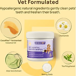 HICC PET Finger Glove Cat & Dog Dental Wipes, 50 count