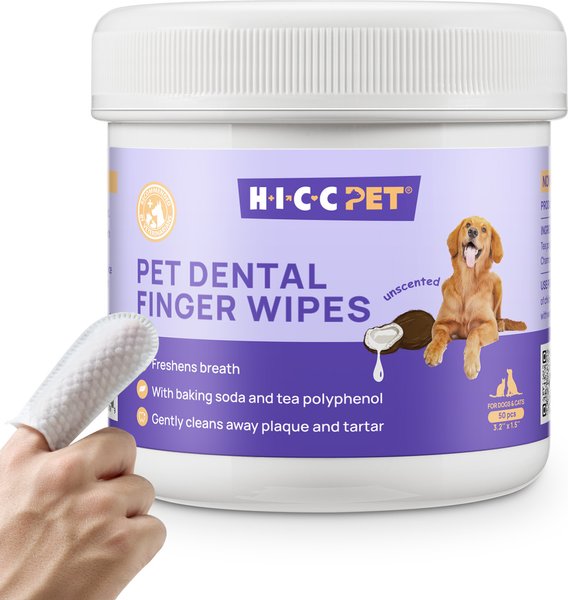 HICC PET Finger Glove Cat & Dog Dental Wipes, 50 count