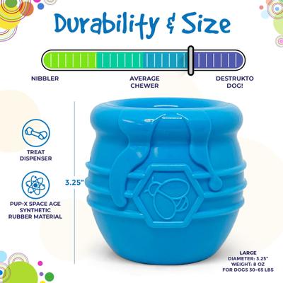 Show full view: SodaPup Honey Pot PUP-X Treat Dispenser Dog Toy, Blue, Large slide 5 of 7