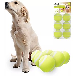 allforpaws Interactives Maxi Ball Launcher Super Bounce Tennis Ball Dog Toy, Green, 6 count
