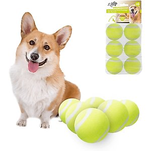allforpaws Interactives Mini Ball Launcher Super Bounce Tennis Ball Dog Toy, Green, 6 count