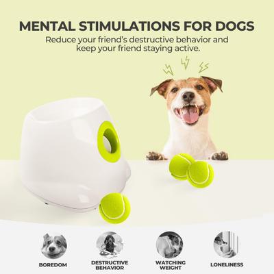Show full view: allforpaws Interactives Mini Ball Launcher Dog Toy, White slide 2 of 10