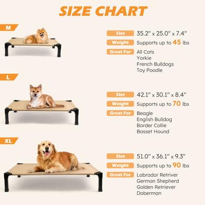Show full view: Heeyoo Elevated Cooling Dog Bed, Beige, Large slide 2 of 10
