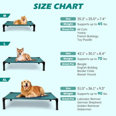 Show full view: Heeyoo Elevated Cooling Dog Bed, Green, Medium slide 2 of 10