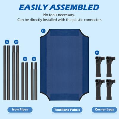 Show full view: Heeyoo Elevated Cooling Dog Bed, Navy, Medium slide 8 of 10