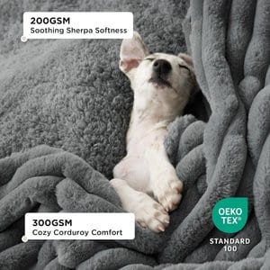 Bedsure ComfyFleece Waterproof Dog & Cat Blanket, Warm Grey, Small