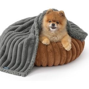 Bedsure ComfyFleece Waterproof Dog & Cat Blanket, Warm Grey, Small