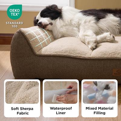Show full view: Bedsure Sherpa Sofa Dog Bed with Washable Removable Cover, Brown, X-Large slide 4 of 11