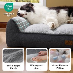 Bedsure Sherpa Sofa Dog Bed with Washable Removable Cover, Grey, X-Large