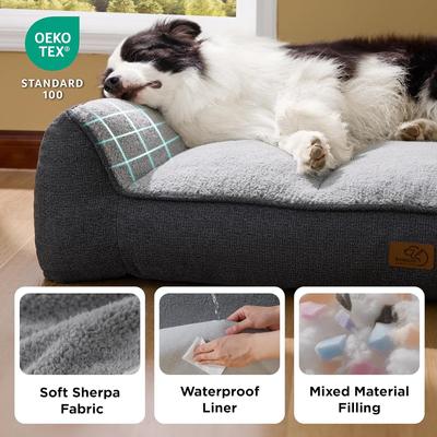 Show full view: Bedsure Sherpa Sofa Dog Bed with Washable Removable Cover, Grey, Large Plus slide 4 of 11