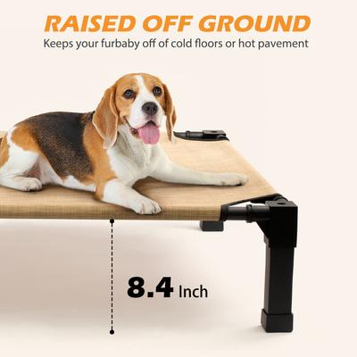 Show full view: Heeyoo Elevated Cooling Dog Bed, Beige, Large slide 3 of 10