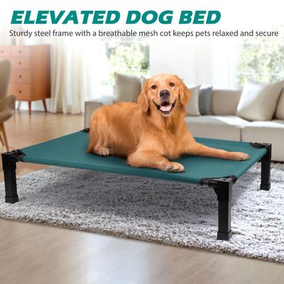 Show full view: Heeyoo Elevated Cooling Dog Bed, Green, Medium slide 6 of 10