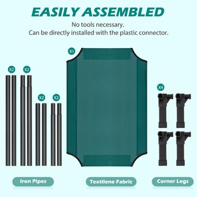 Show full view: Heeyoo Elevated Cooling Dog Bed, Green, Medium slide 8 of 10