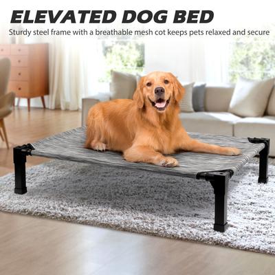 Show full view: Heeyoo Elevated Cooling Dog Bed, Black Silver, Large slide 6 of 11