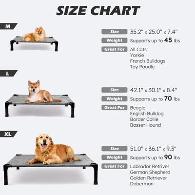Show full view: Heeyoo Elevated Cooling Dog Bed, Black Silver, Large slide 3 of 11