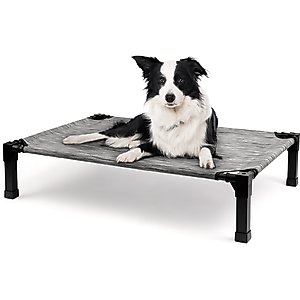 Heeyoo Elevated Cooling Dog Bed, Black Silver, Large
