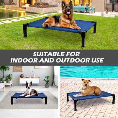 Show full view: Heeyoo Elevated Cooling Dog Bed, Navy, Medium slide 7 of 10