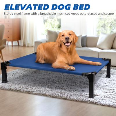Show full view: Heeyoo Elevated Cooling Dog Bed, Navy, Medium slide 5 of 10