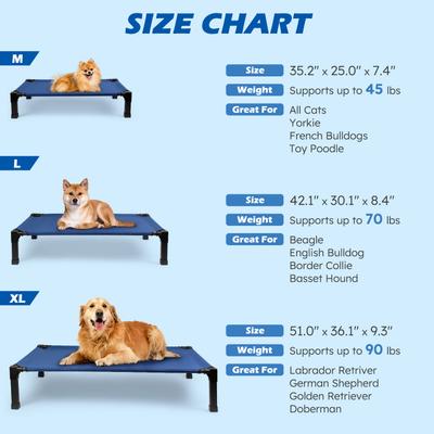Show full view: Heeyoo Elevated Cooling Dog Bed, Navy, Medium slide 2 of 10