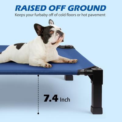 Show full view: Heeyoo Elevated Cooling Dog Bed, Navy, Medium slide 3 of 10