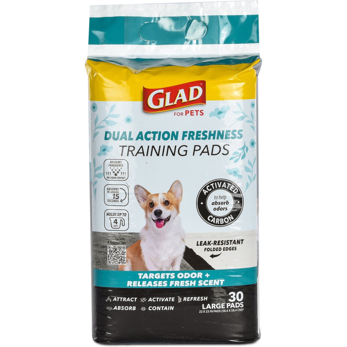 Glad for Pets Activated Carbon Dog Training Pads, 23 x 23-in, 30 count