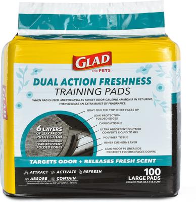 Show full view: Glad for Pets Activated Carbon Dog Training Pads, 23 x 23-in, 100 count slide 2 of 5