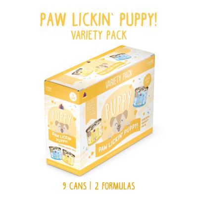 Show full view: Weruva Paw Lickin' Puppy Variety Pack Gluten-Free Chicken Chunks in Gravy Canned Wet Dog Food, 6-oz can, case of 9 slide 3 of 10