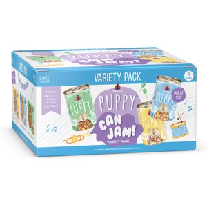 Weruva Puppy Can Jam Variety Pack Gluten-Free Chicken Chunks in Gravy Canned Wet Dog Food, 14-oz can, case of 9