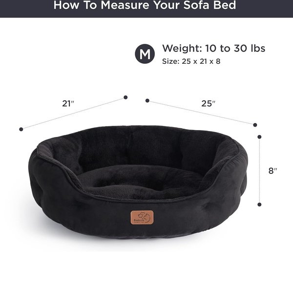 Show full view: Bedsure Round Orthopedic Bolster Anti-Slip Puppy & Kitten Bed with Washable Pillow Cushion, Black, Medium slide 7 of 8