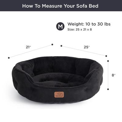 Show full view: Bedsure Round Bolster Anti-Slip Puppy & Kitten Bed with Washable Pillow Cushion, Black, Medium slide 7 of 10