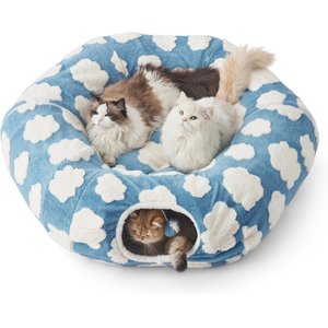 Lesure 2-in-1 Cat Tunnel Bed, Blue, Large