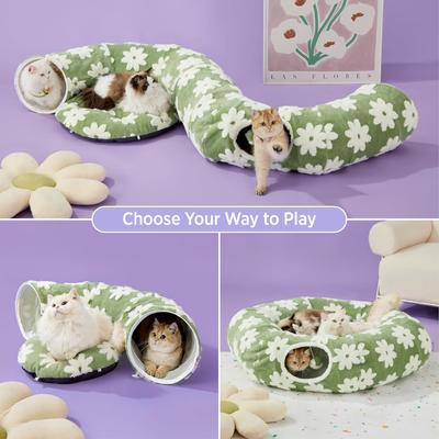Show full view: Lesure 2-in-1 Cat Tunnel Bed, Green, Large slide 2 of 8