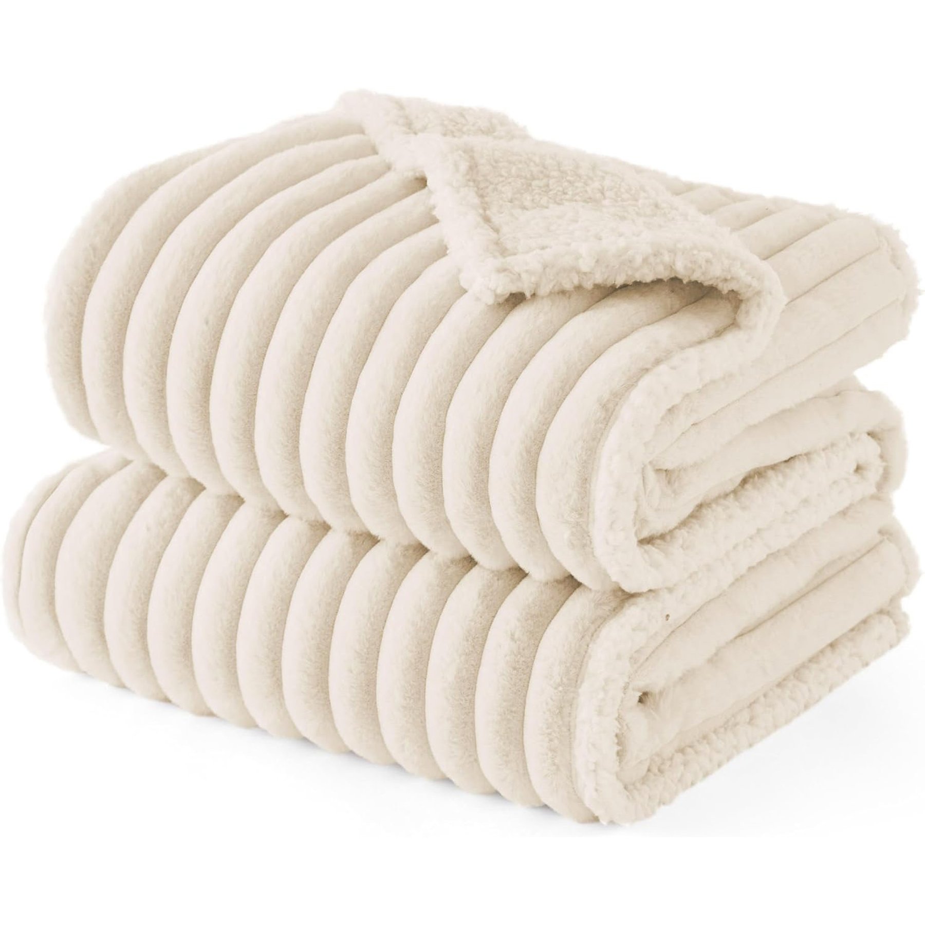 Bedsure ComfyFleece Waterproof Dog & Cat Blanket, Cream, Large