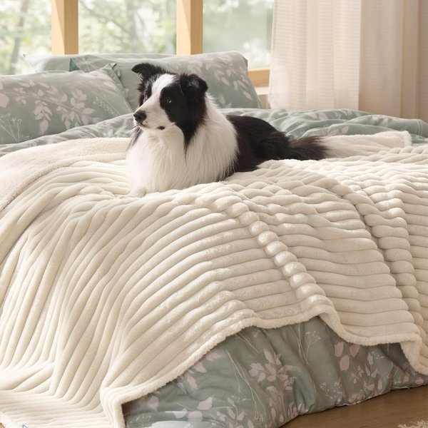 Show full view: Bedsure Waterproof Dog & Cat Blanket, Cream, X-Large slide 8 of 10