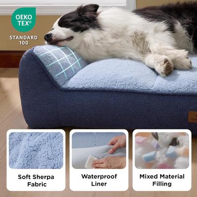 Show full view: Bedsure Sherpa Sofa Dog Bed with Washable Removable Cover, Navy, X-Large slide 4 of 11