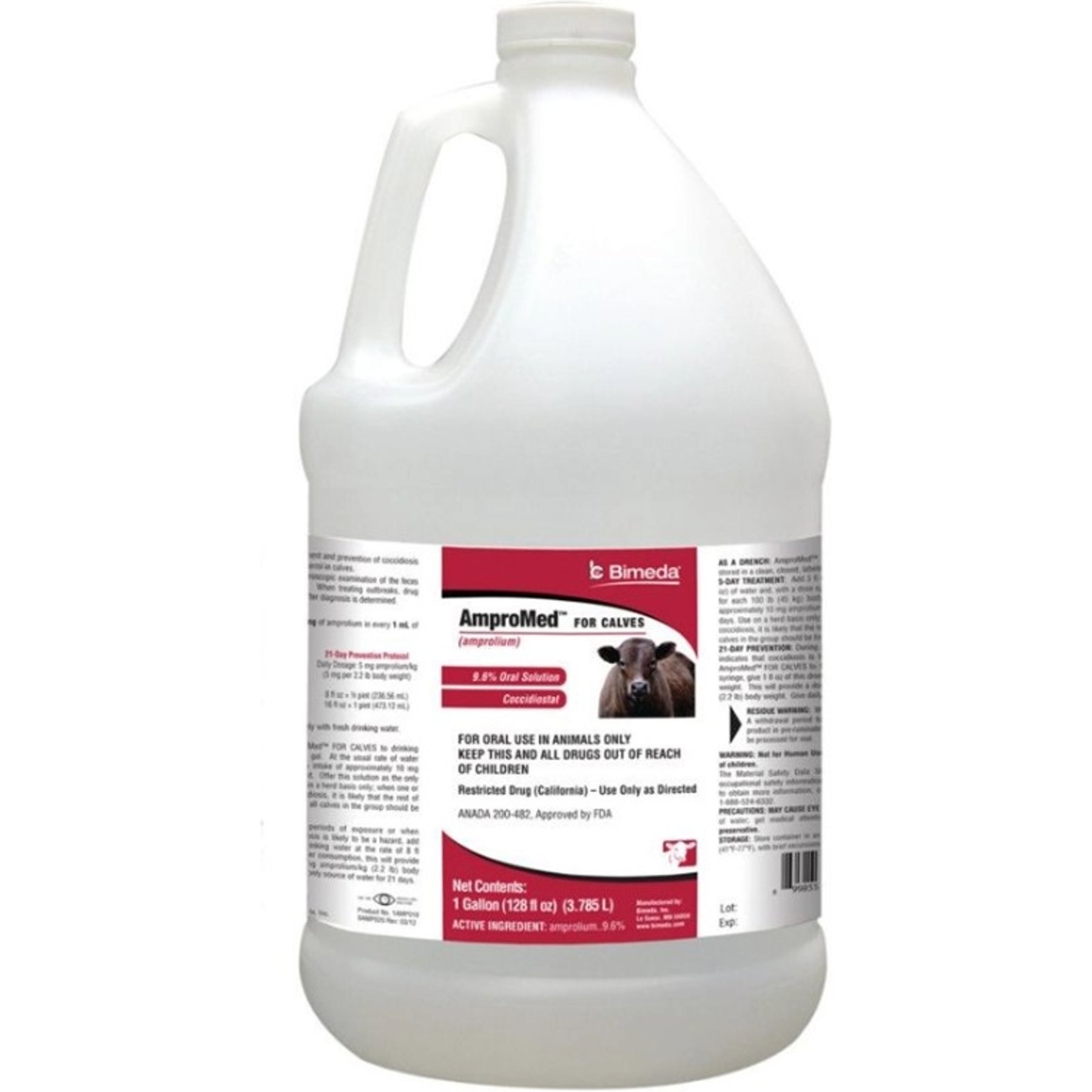 Bimeda Ampromed 9.6% amprolium Oral Solution for Calves, 1-gal jug